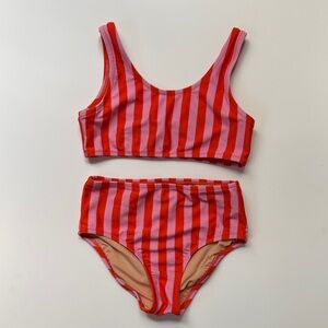 Crewcuts Girls' Red & Pink Striped Two-Piece Swim Set